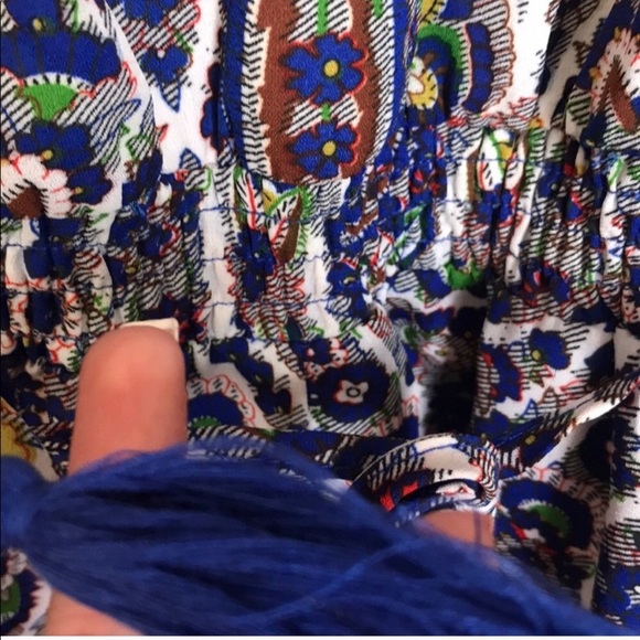 Umgee Paisley Blue Tassel Bell Sleeve Romper - Picture 6 of 8